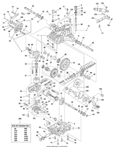 Transmission Service Parts - Tuff Torq K71e Without Diff Lock (1721404) Diagram and Parts List for 107250070 (2691088-00)(2012) Briggs and Stratton Lawn Tractor